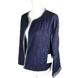 Eileen Fisher ~Woman Size XS/TP~ Blue Denim Cardigan Open Front Cotton Jacket.
